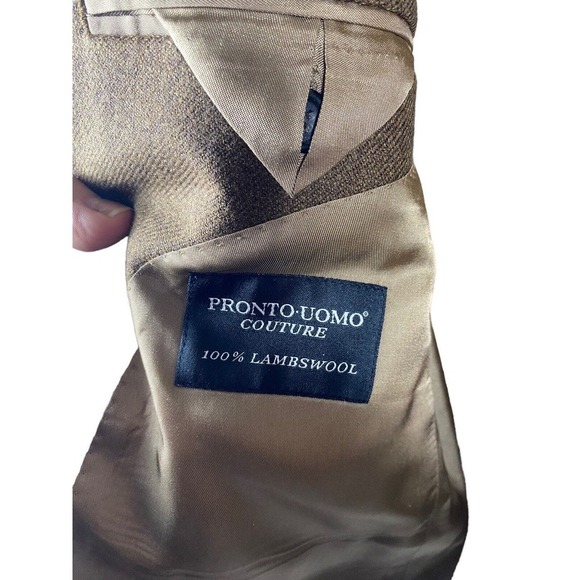 Pronto Uomo Couture 100% Lambswool Blazer Sport Coat Jacket Brown 42R Mens - Picture 6 of 9